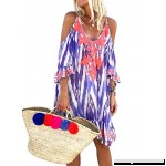 LAMISSCHE Women Cold Shoulder Lace Crochet Tie Dye Swimsuit Cover Ups Dress Beach Swimwear Purple B07PNG2431